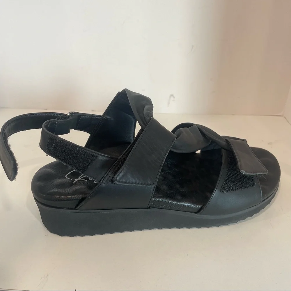 Ros Hommerson Black Hillary Adjustable Strap Platform Sandal Women Size 9.5 Wide